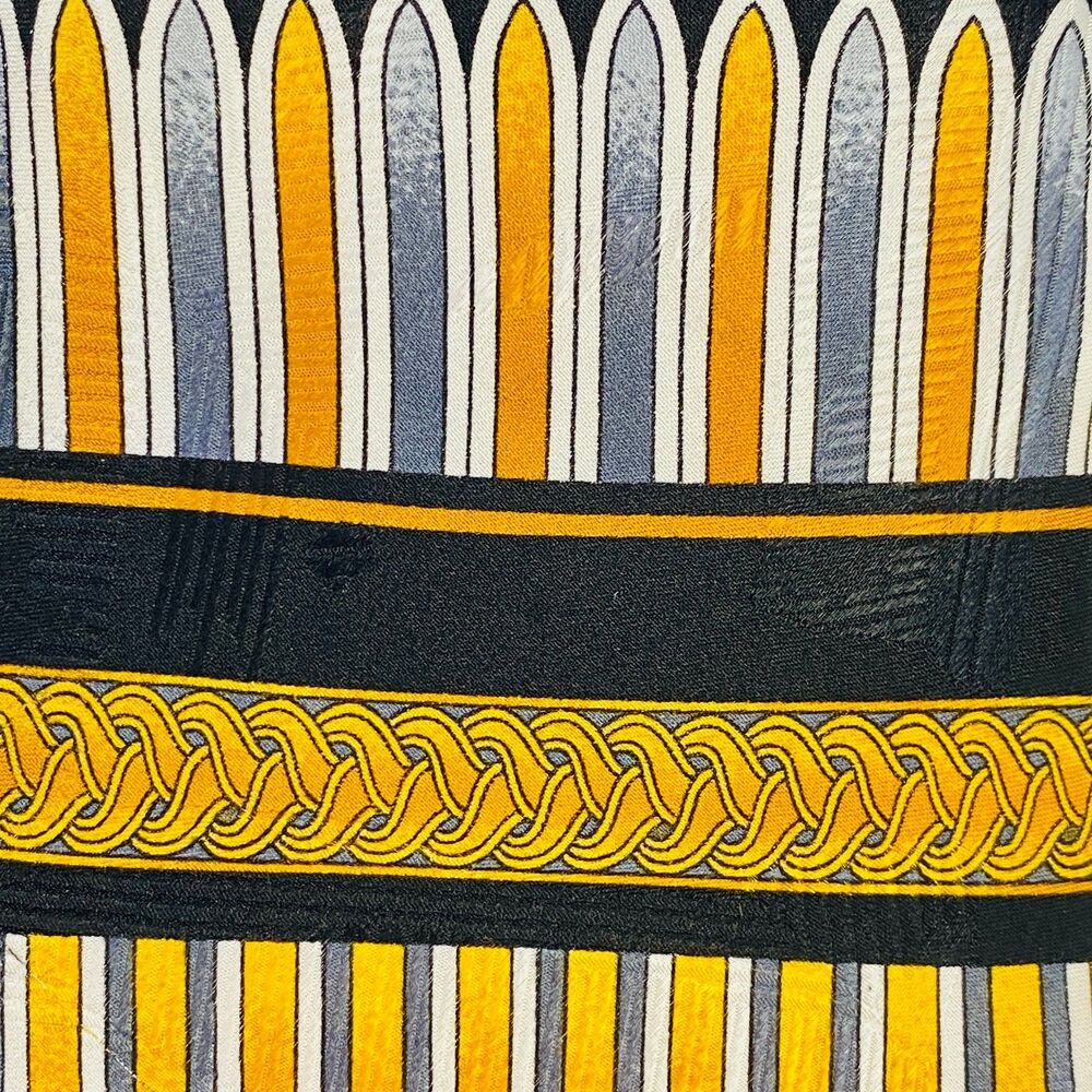 Antonio Ricci Men's 100% Silk Tie Gold Black Gray Geometric Made Italy Necktie